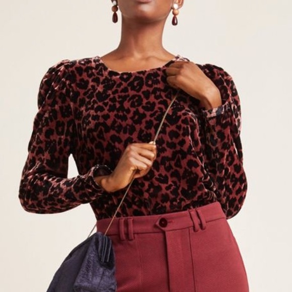 NWT Dolan  leopard print velvet blouse - Picture 1 of 8